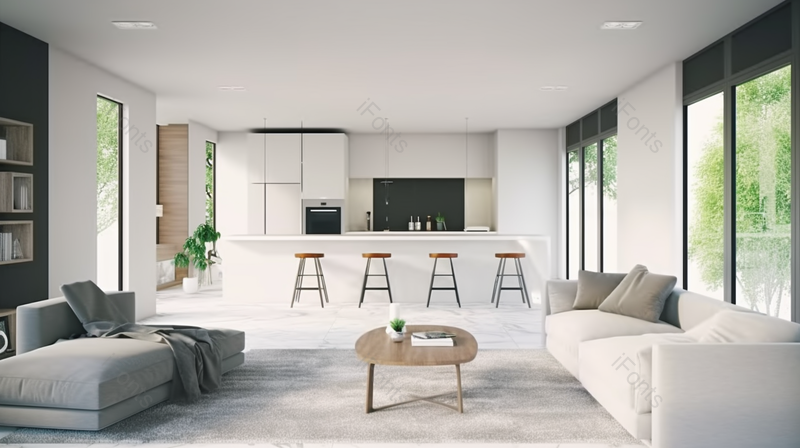 白色简洁的现代室内假日别墅房屋客厅桌椅沙发,高清,摄影图,摄影图片,图片大全,摄影图免费下载